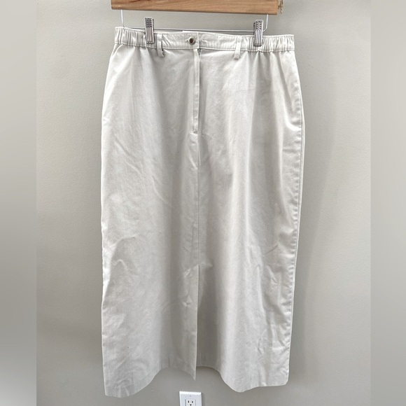 Vintage Authentic Travel Wear Beige Split Front Maxi L/XL Skirt - Picture 1 of 6